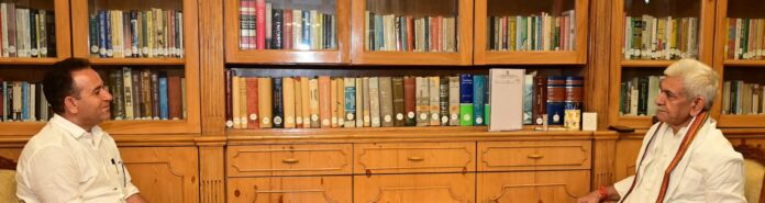 Sunil Sharma and Manoj Sinha discuss road connectivity and flood relief