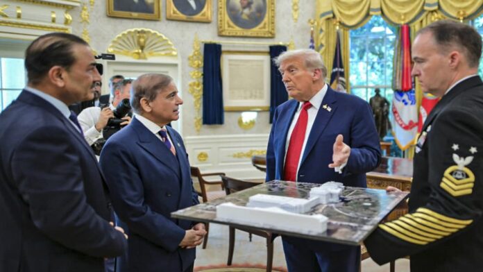 U.S. President Donald Trump with Pakistan's Prime Minister Shehbaz Sharif