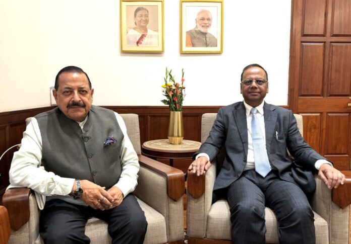 Justice Ranjit Vasantrao More with Dr. Jitendra Singh discussing CAT reforms